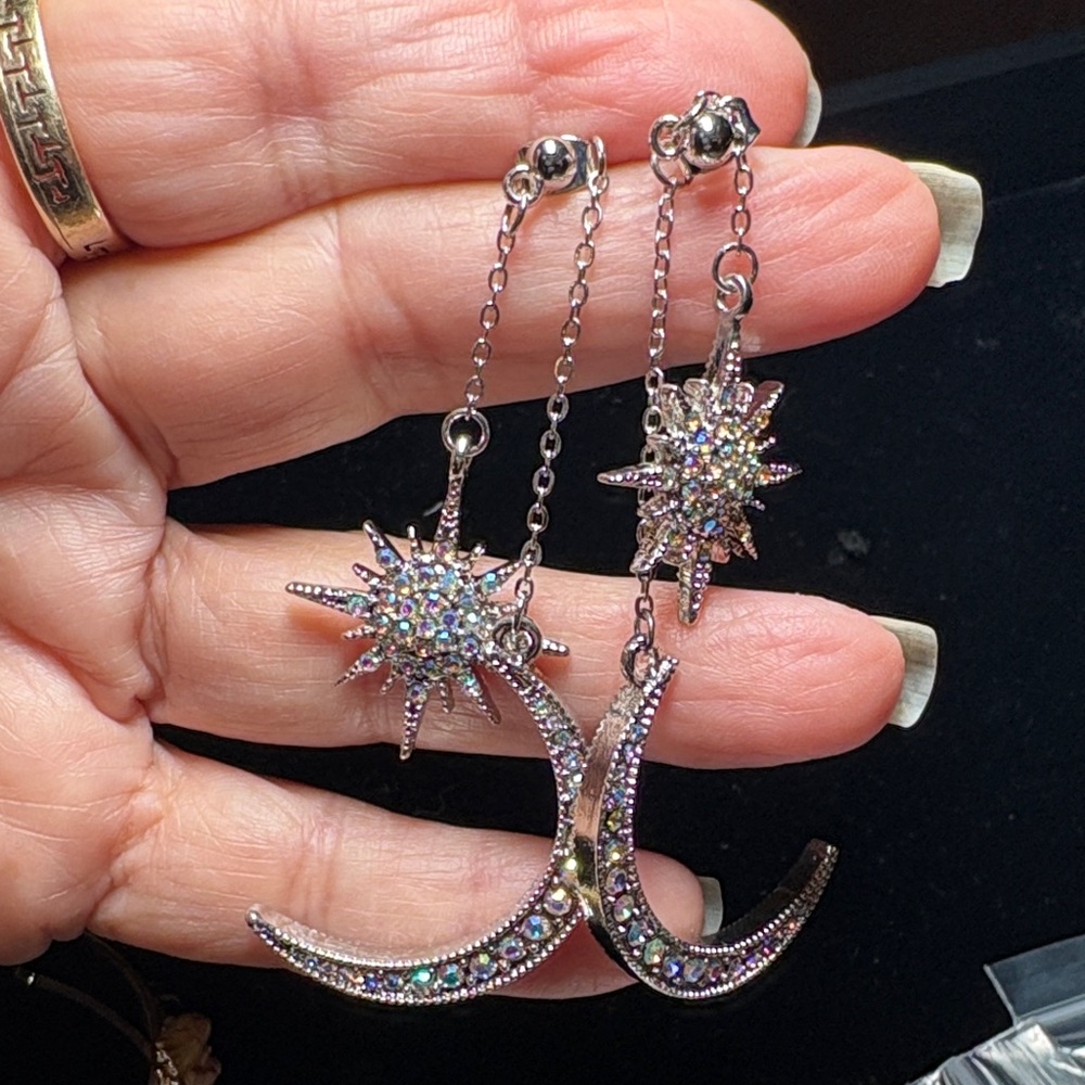 Kirk Folly Celestial Silver Earrings Can Be Worn 3 Ways.